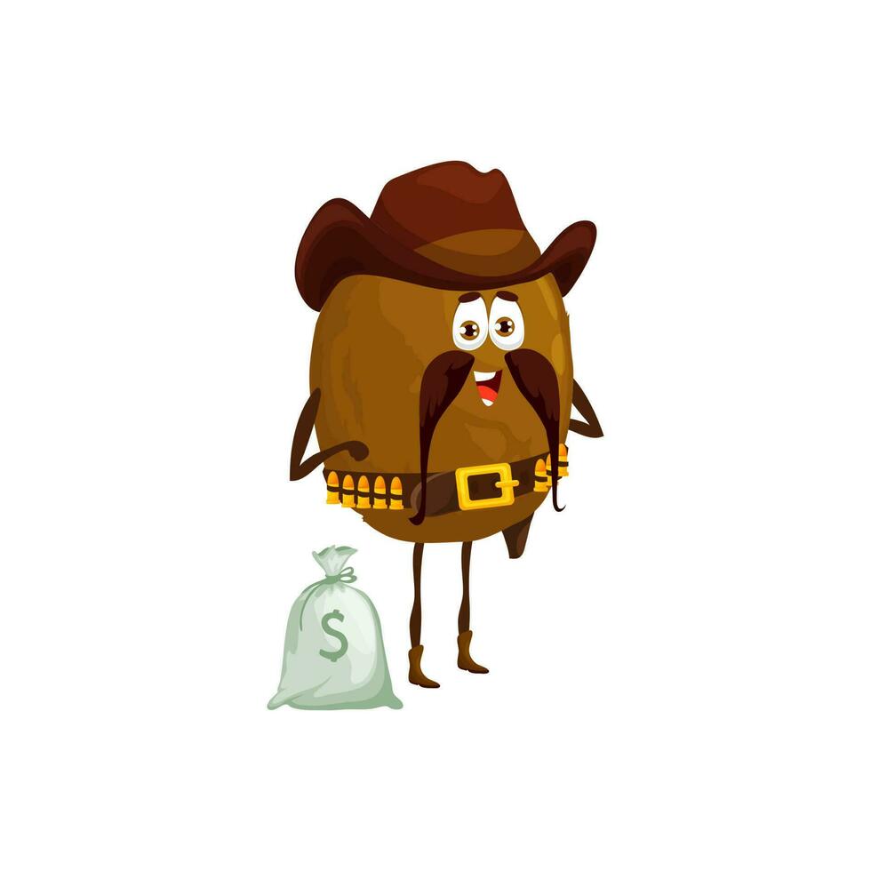 Cartoon cowboy, sheriff, bandit and ranger kiwi vector