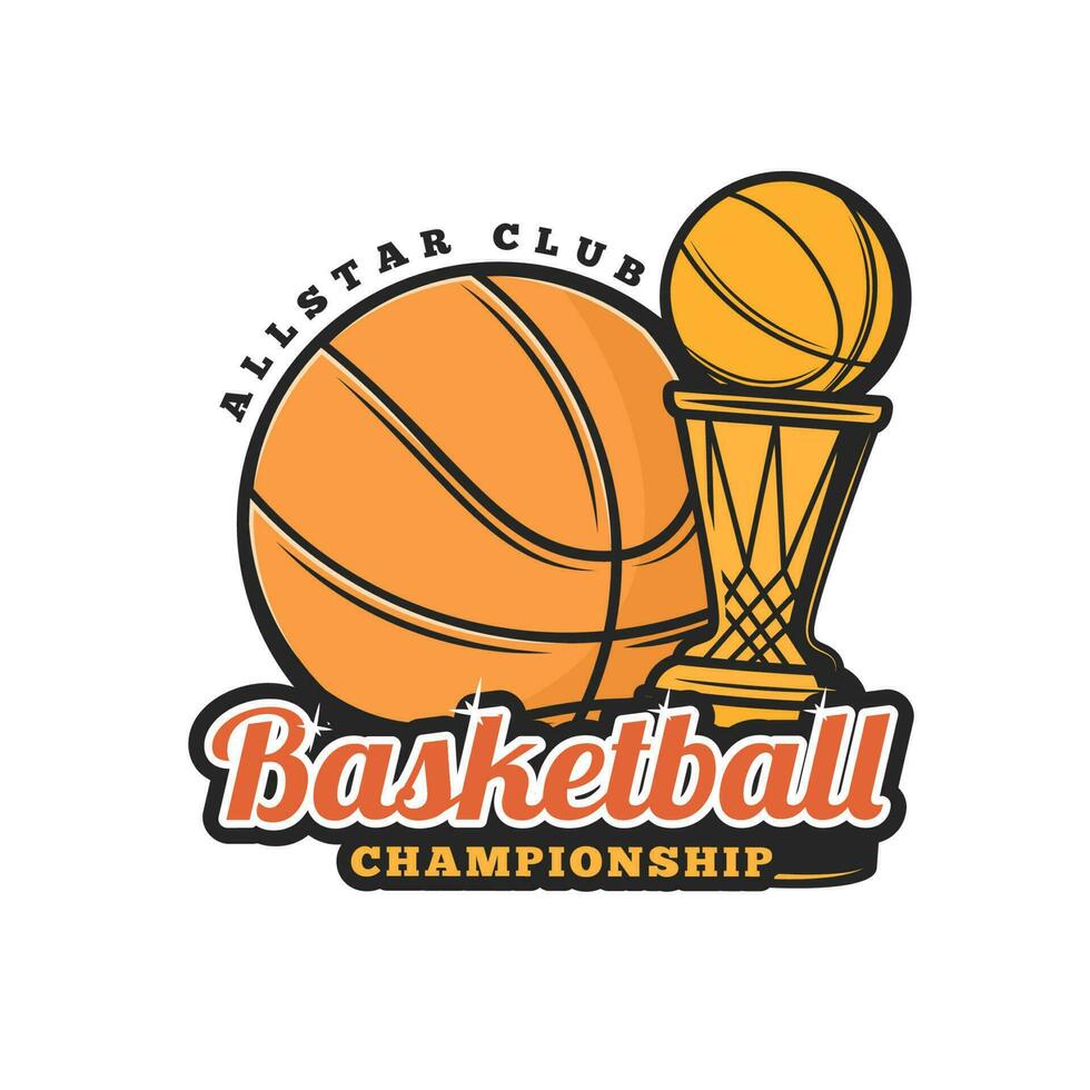 Basketball ball and cup icon, sport championship vector