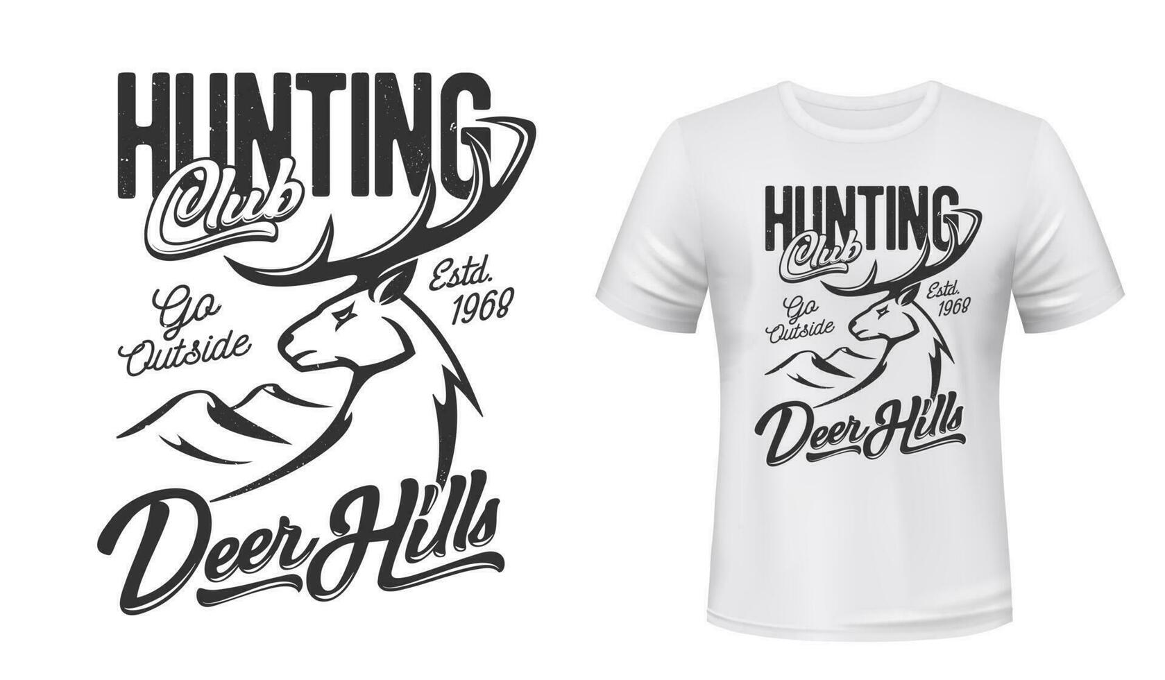 Tshirt print with deer, mascot for hunting club vector