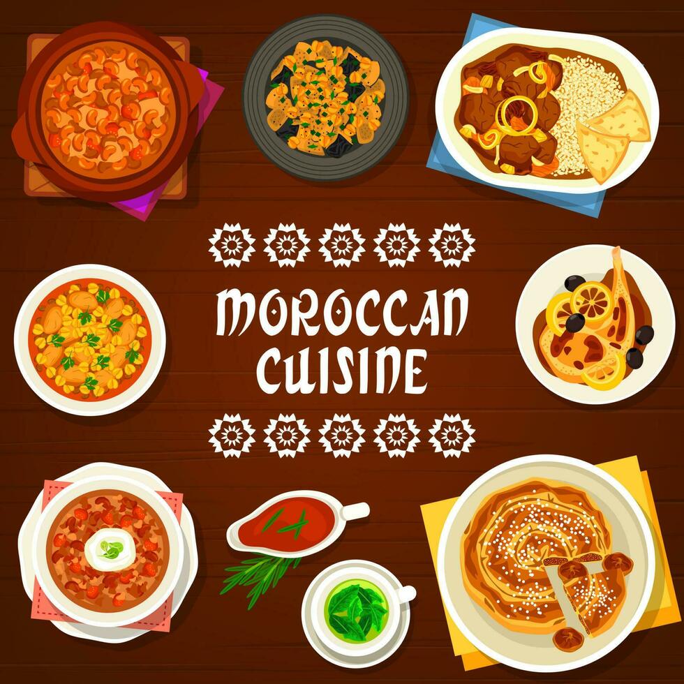 Moroccan cuisine restaurant food vector poster