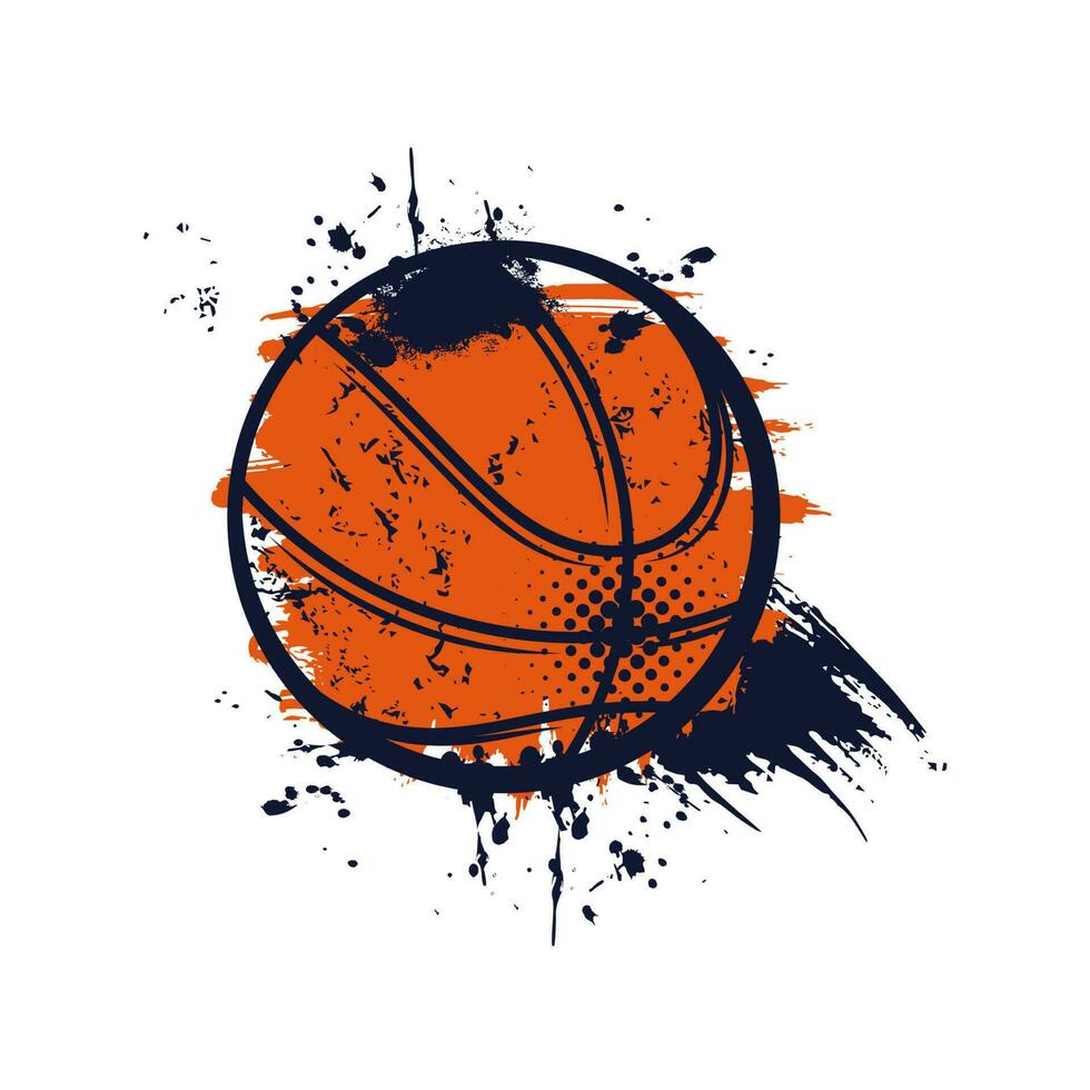 Basketball ball with grunge spots vector icon