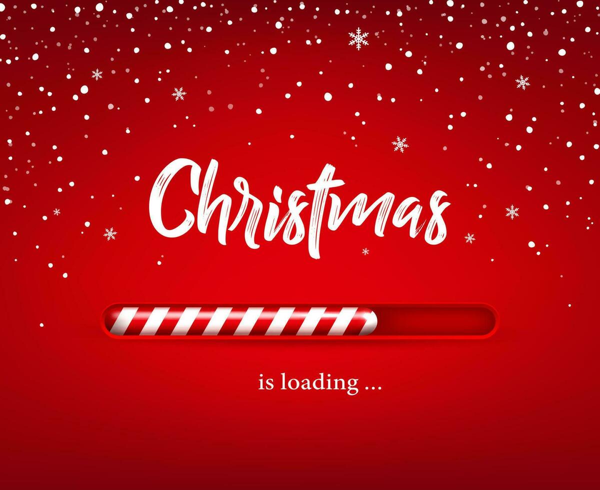 Christmas loading bar, candy cane, snow background vector