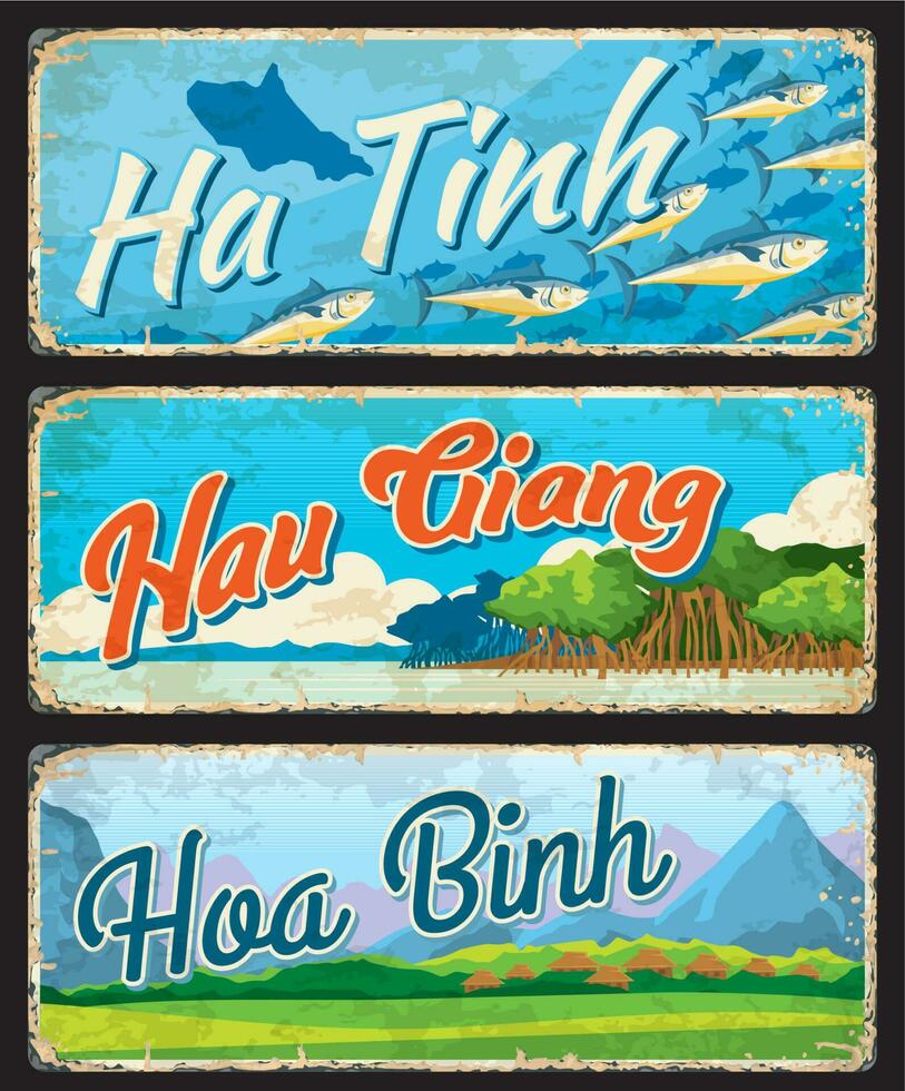 Ha Tinh, Hau Giang, Hoa Binh vietnamese regions vector