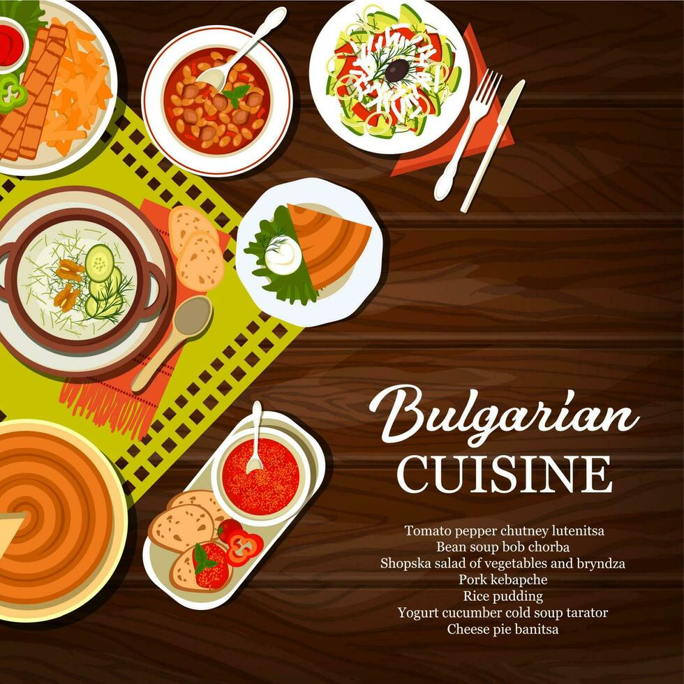 búlgaro cocina restaurante comida vector póster