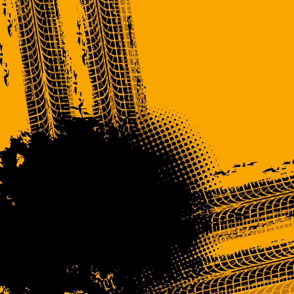 Vehicle tire dirty traces grunge vector background