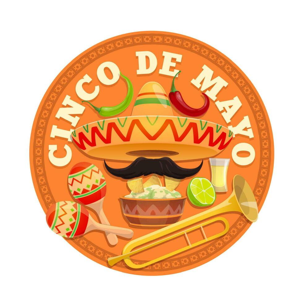 Cinco de Mayo vector round icon. Mexican culture