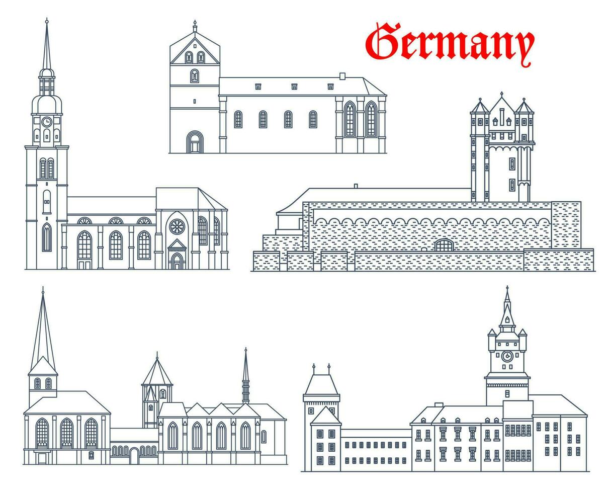 Alemania punto de referencia edificio castillo, catedral Iglesia vector