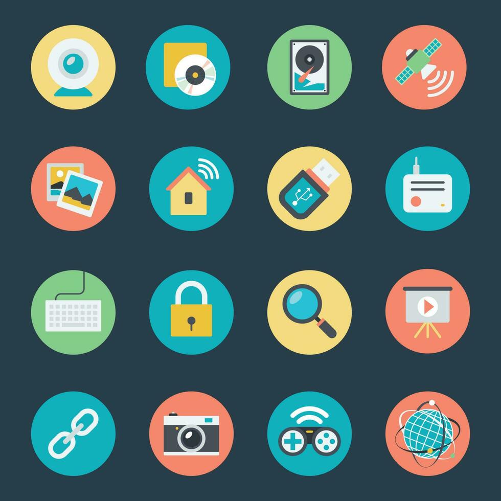 Smart Technology and Storage Flat Icons Set vector