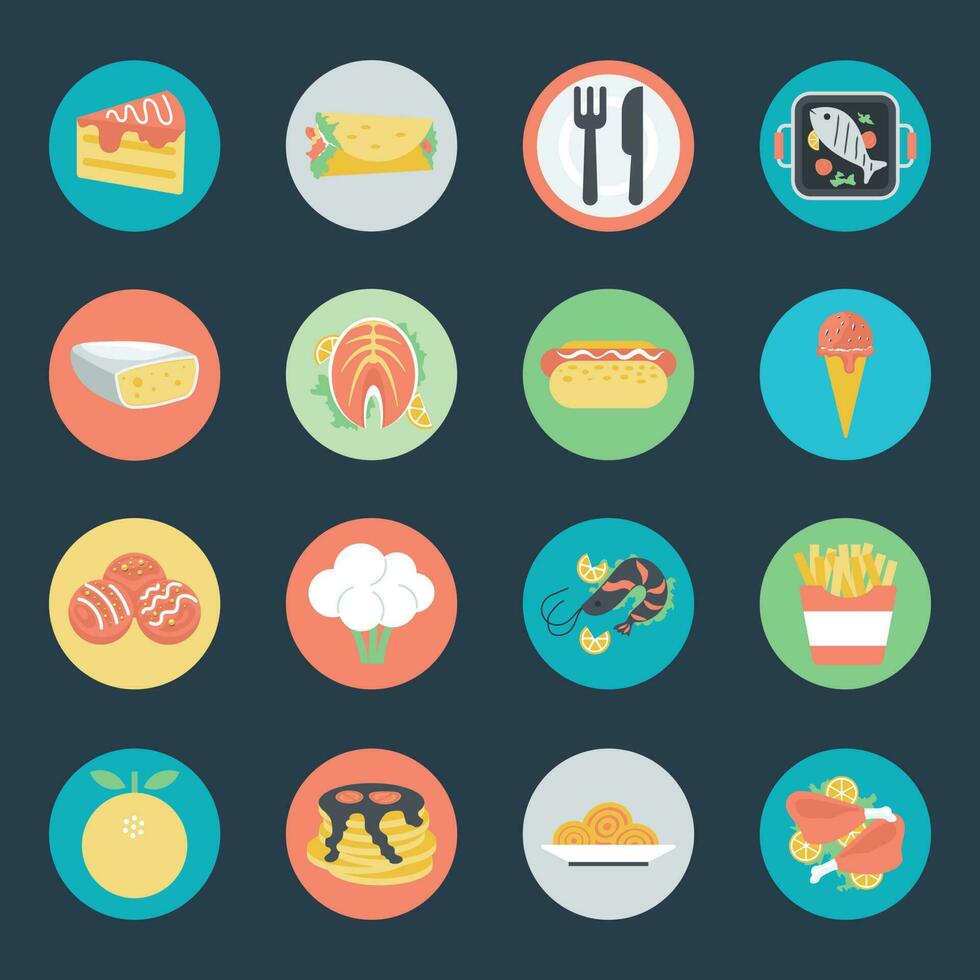 Set of Fast Food Flat Icons vector