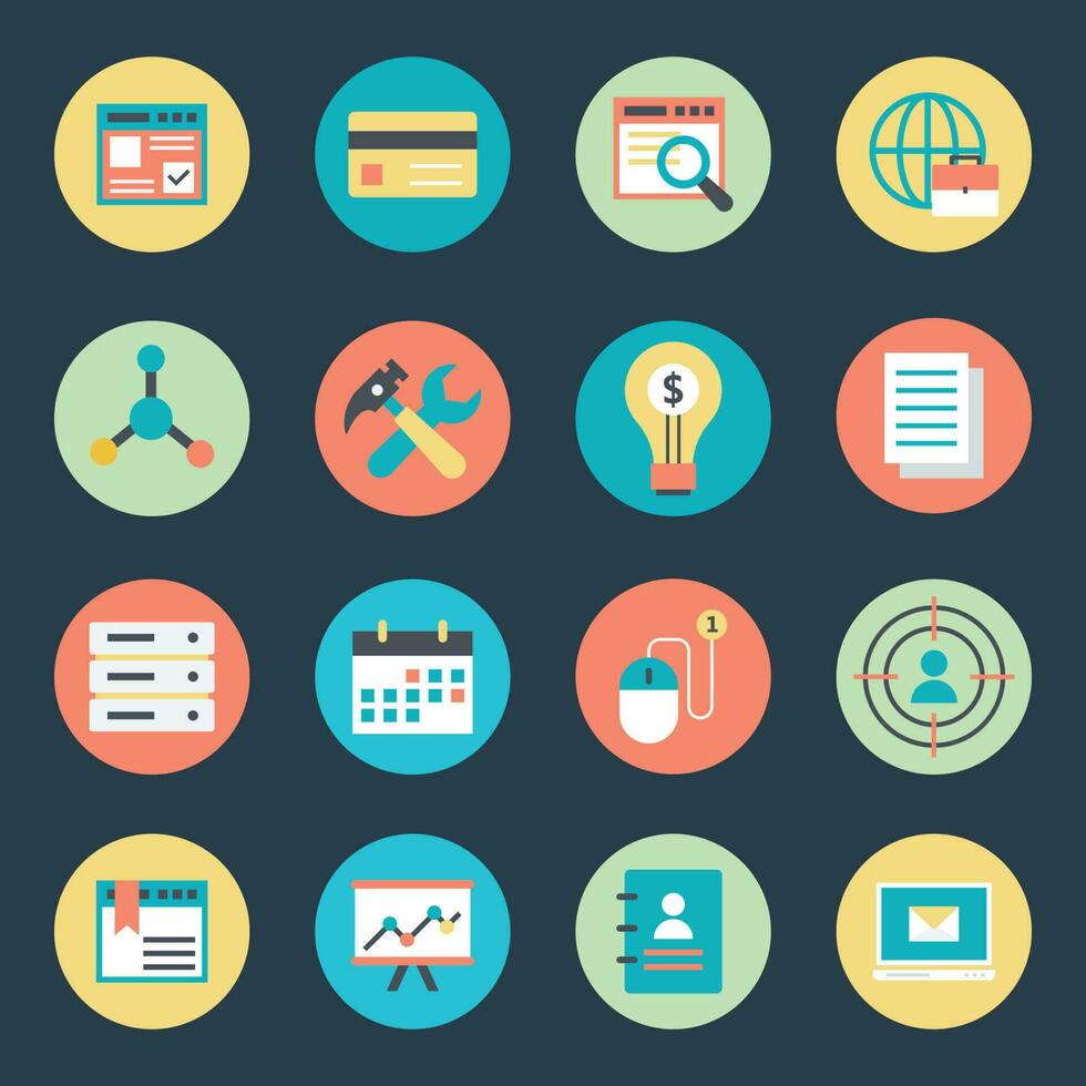 Set of Business Marketing Flat Icons vector