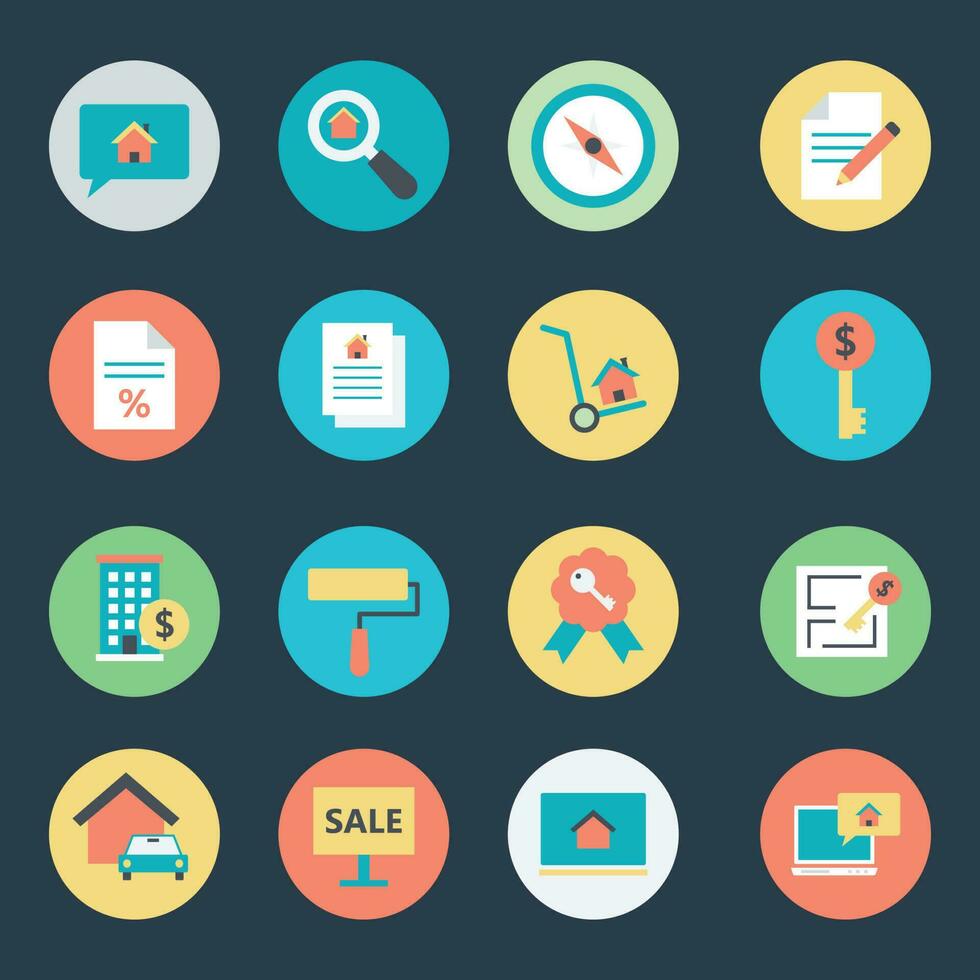 Pack of Property Sale Flat Icons vector