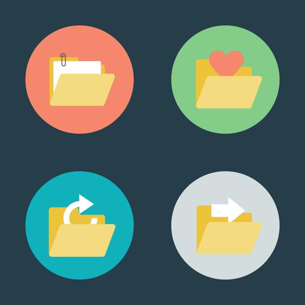 Set of File Folder Flat Style Icons vector