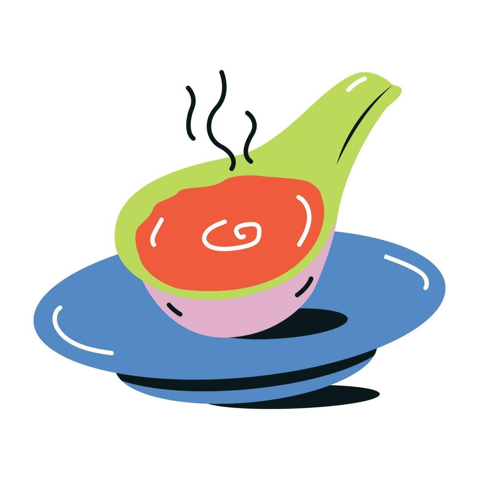 Get a flat icon of hot soup vector
