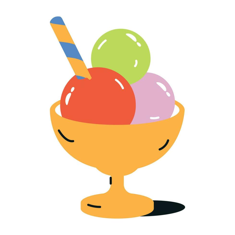 Eye catchy flat icon of sundae vector