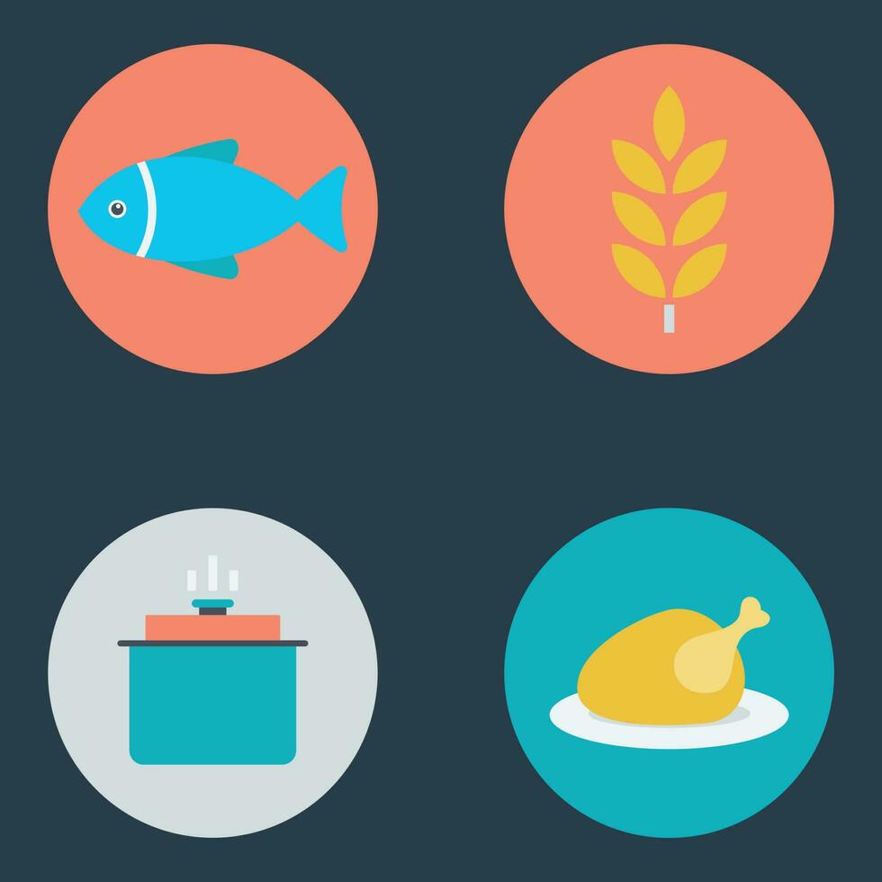 Bundle of Organic Cooking Flat Icons vector