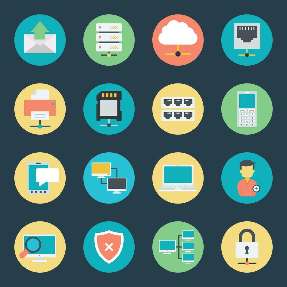 Communication and Networking Flat Icons vector