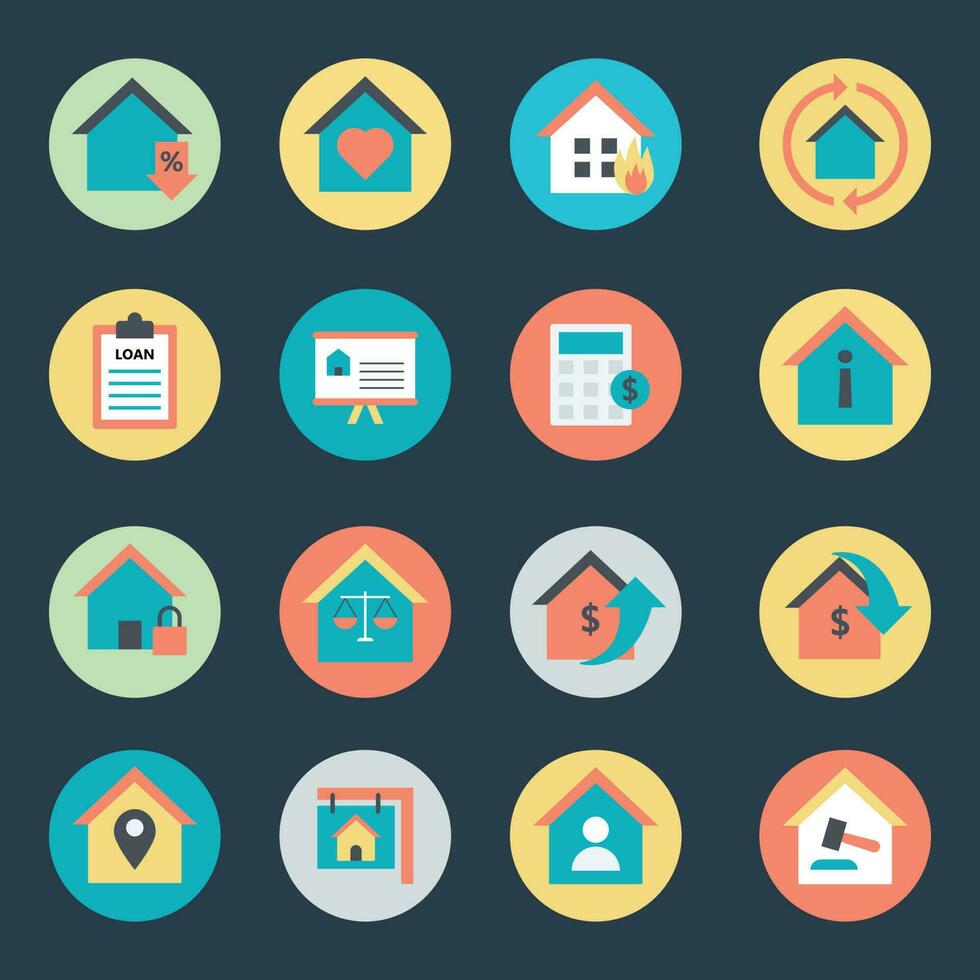 Set of Real Estate Flat Icons vector