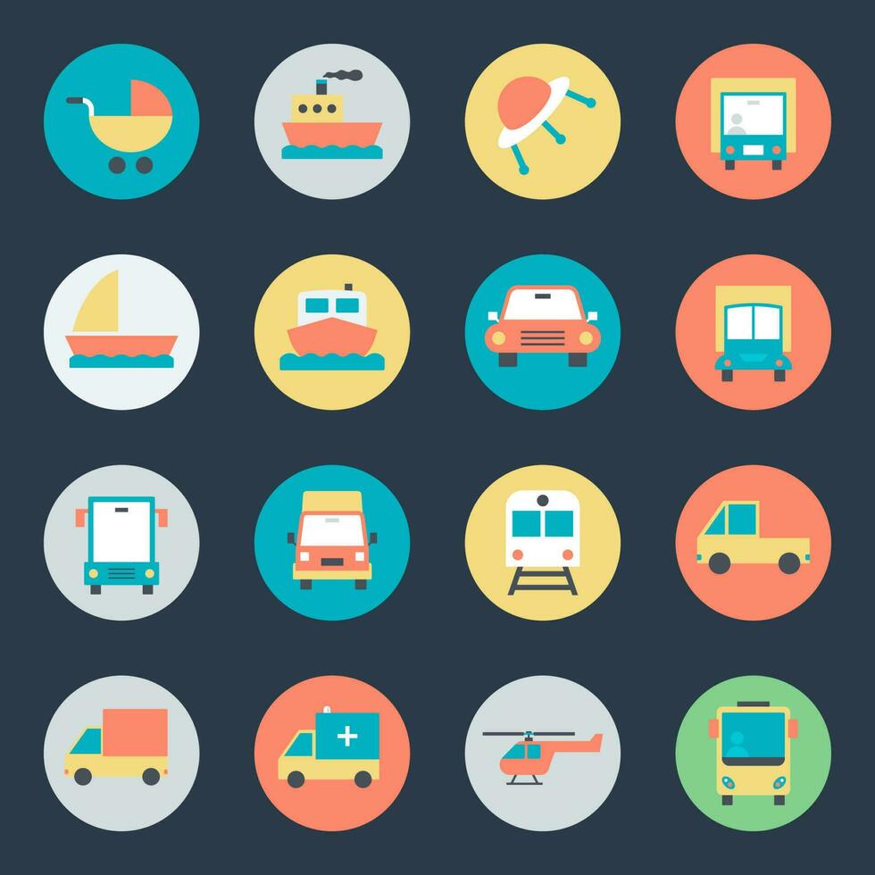 Pack of Automobiles Flat Icons vector