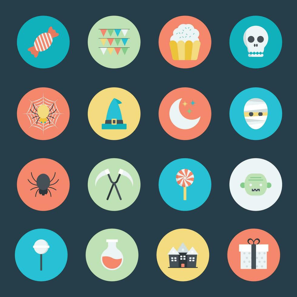 Pack of Halloween Festival Flat Style Icons vector
