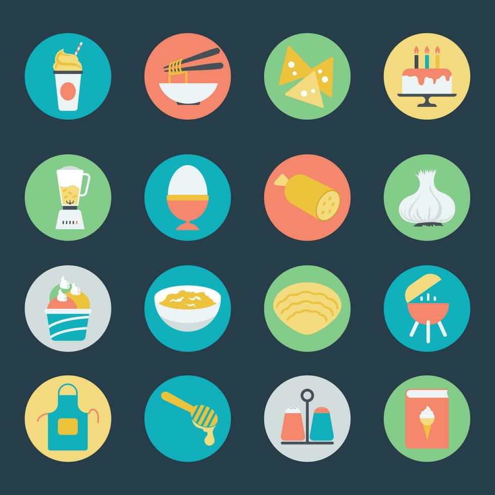 Bundle of Healthy Diet Flat Style Icons vector