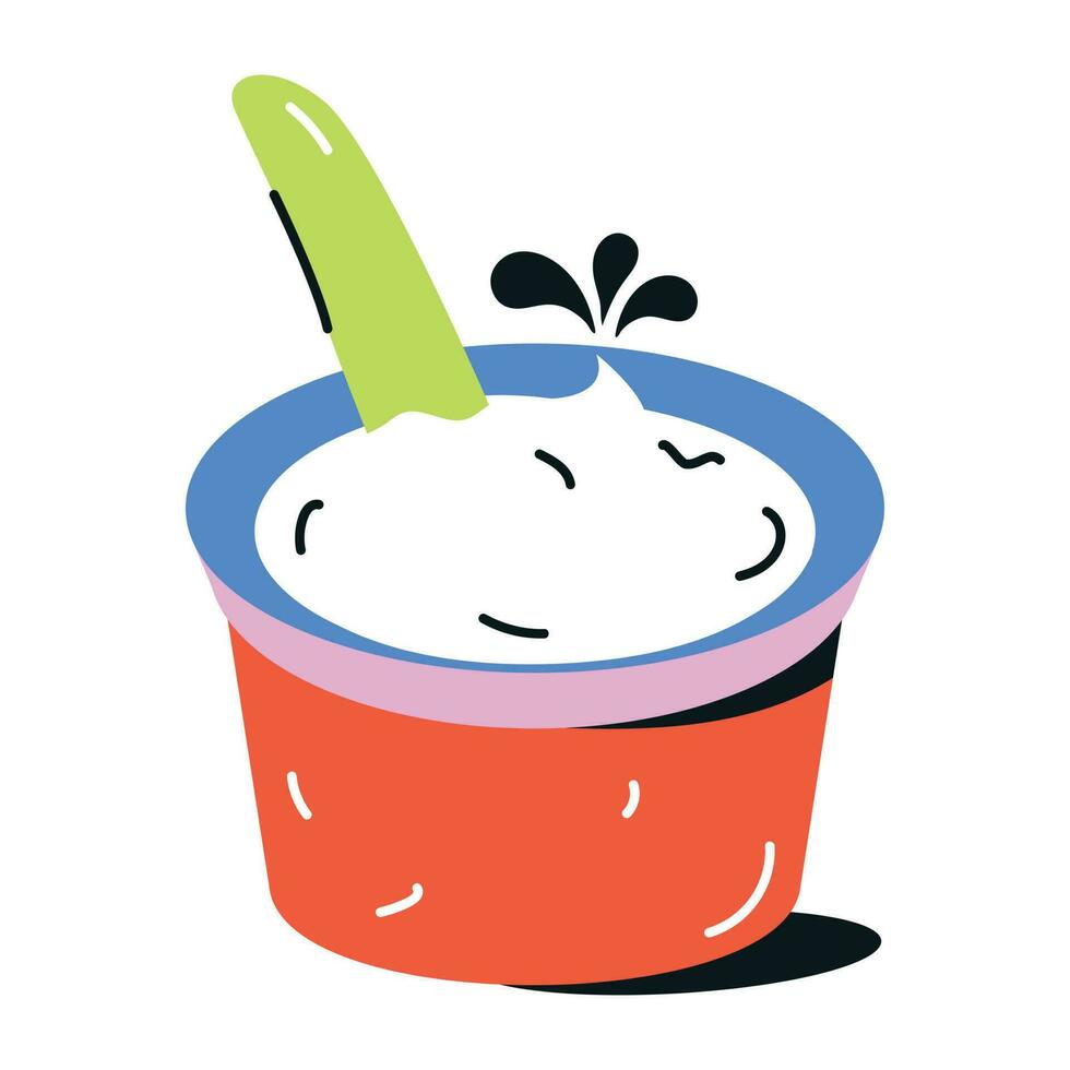 Get your hands on curd cup flat icon vector