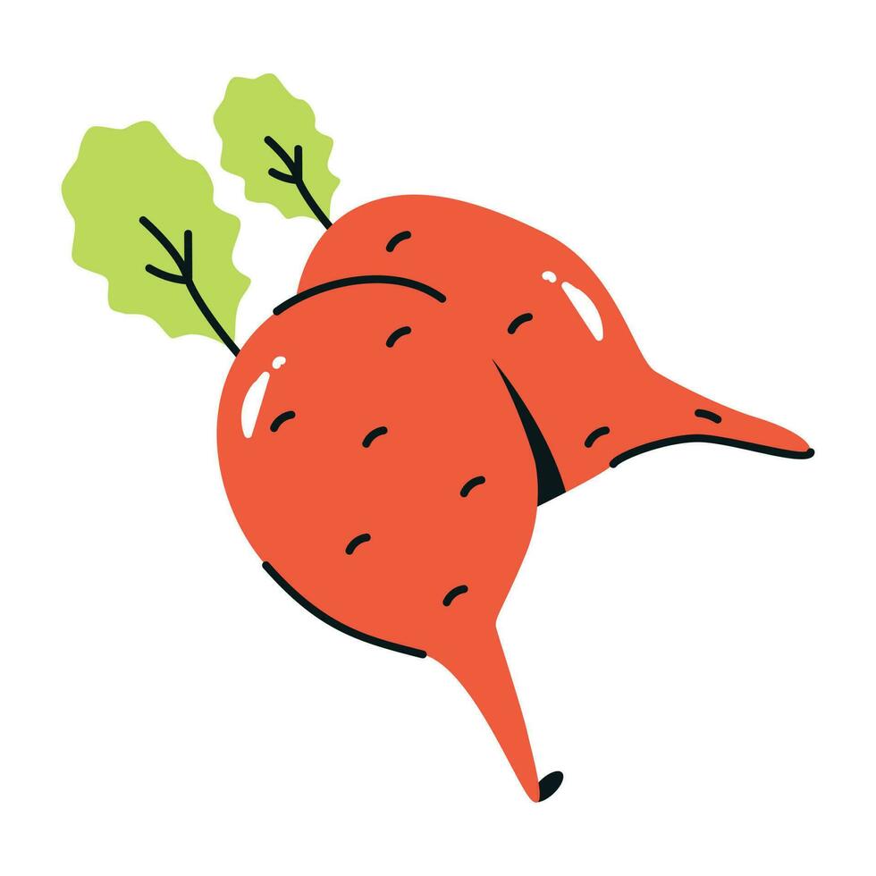 Colourful flat icon of garden radish vector