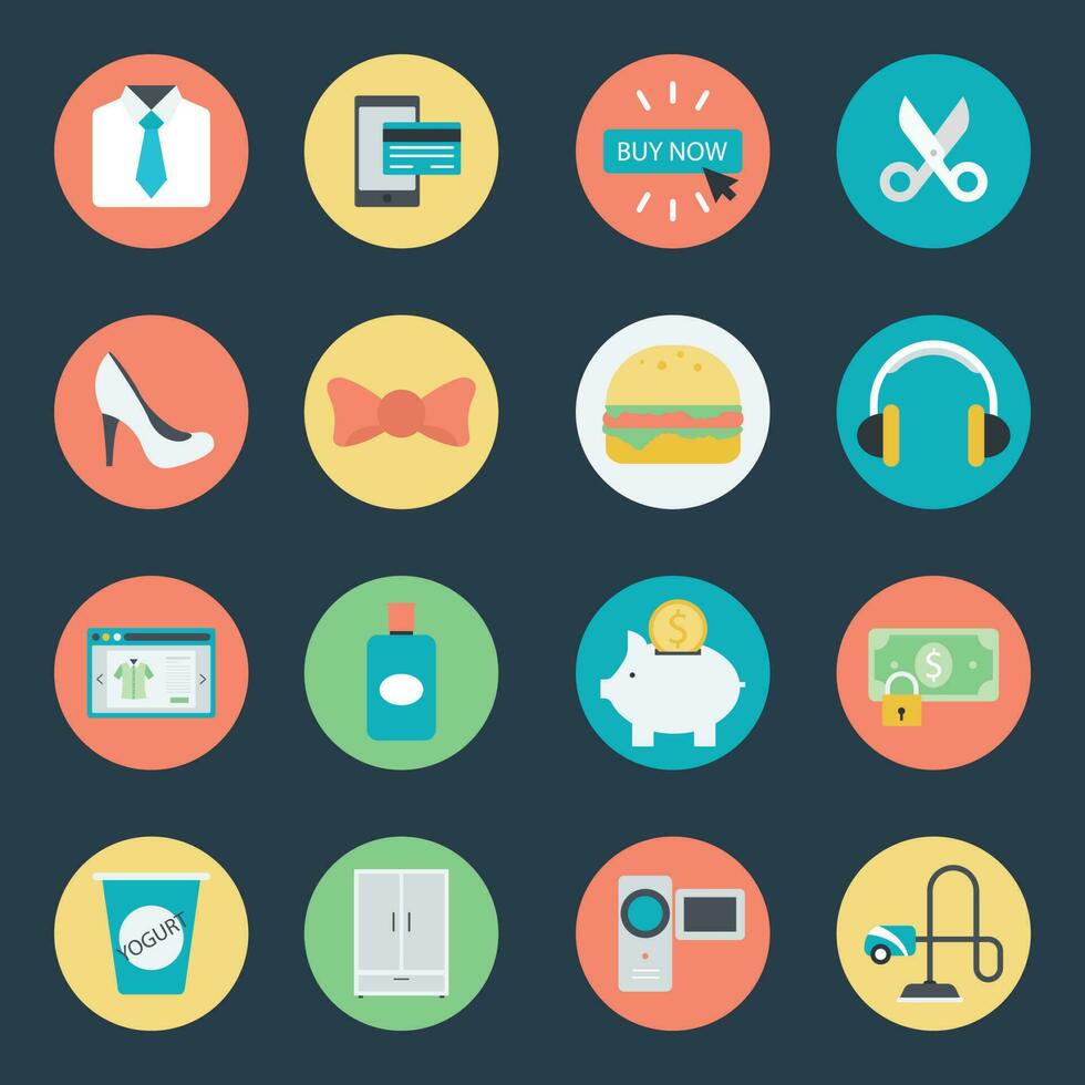 Pack of Trendy Accessories Flat Icons vector