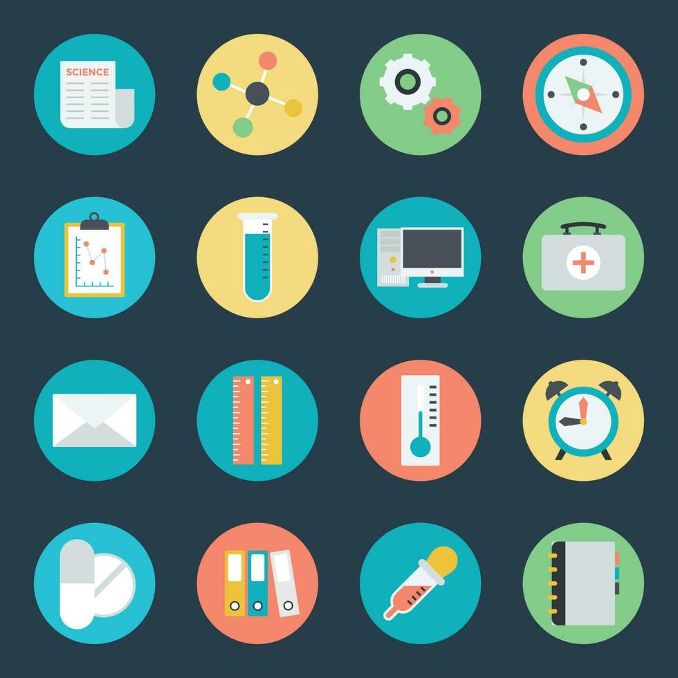Pack of Science Flat Icons vector