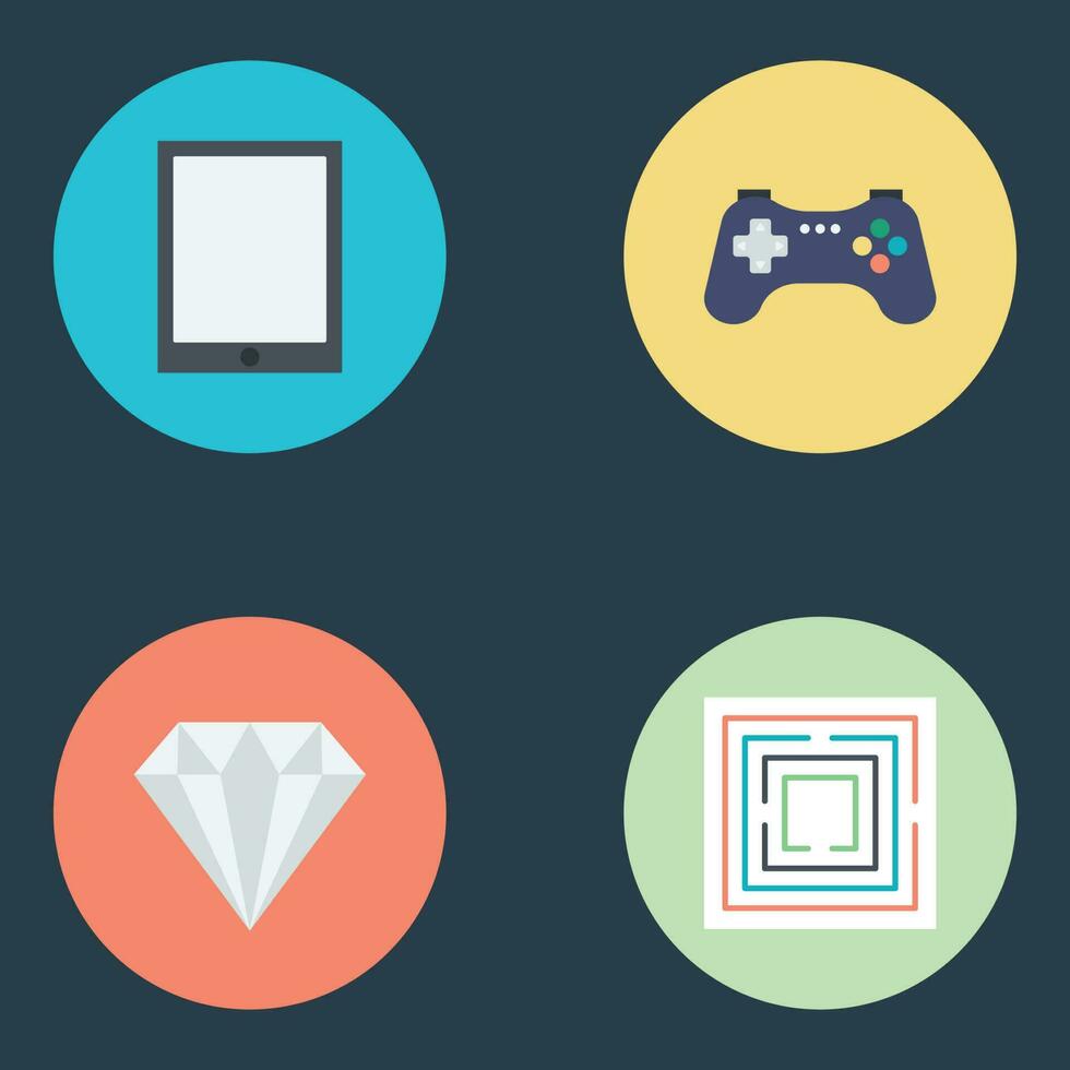 Set of Gaming Entertainment Flat Style Icons vector