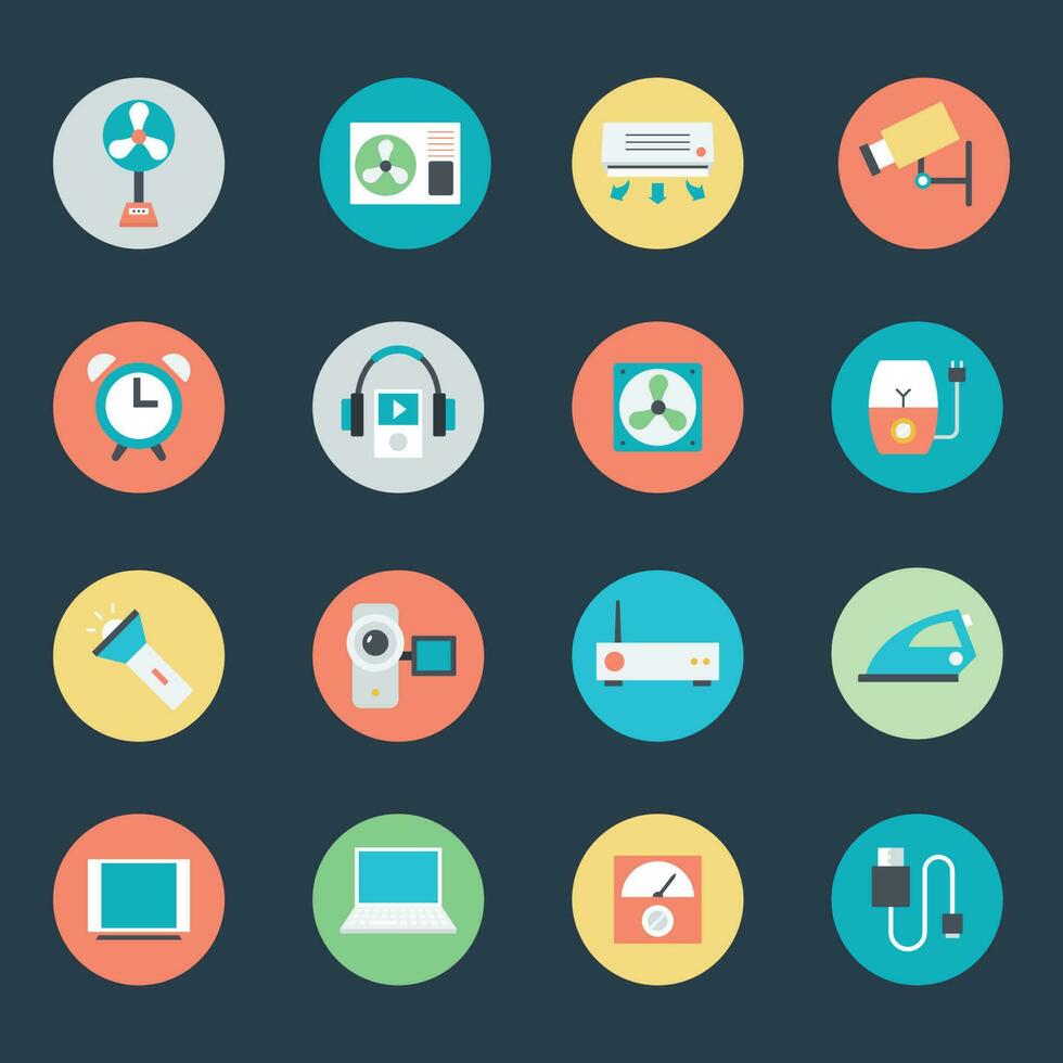 Collection of Power Accessories Flat Style Icons vector