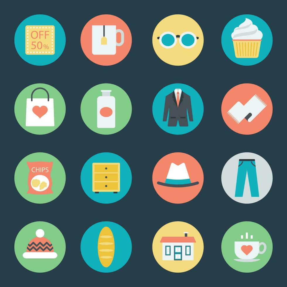 Set of Purchase Flat Icons vector