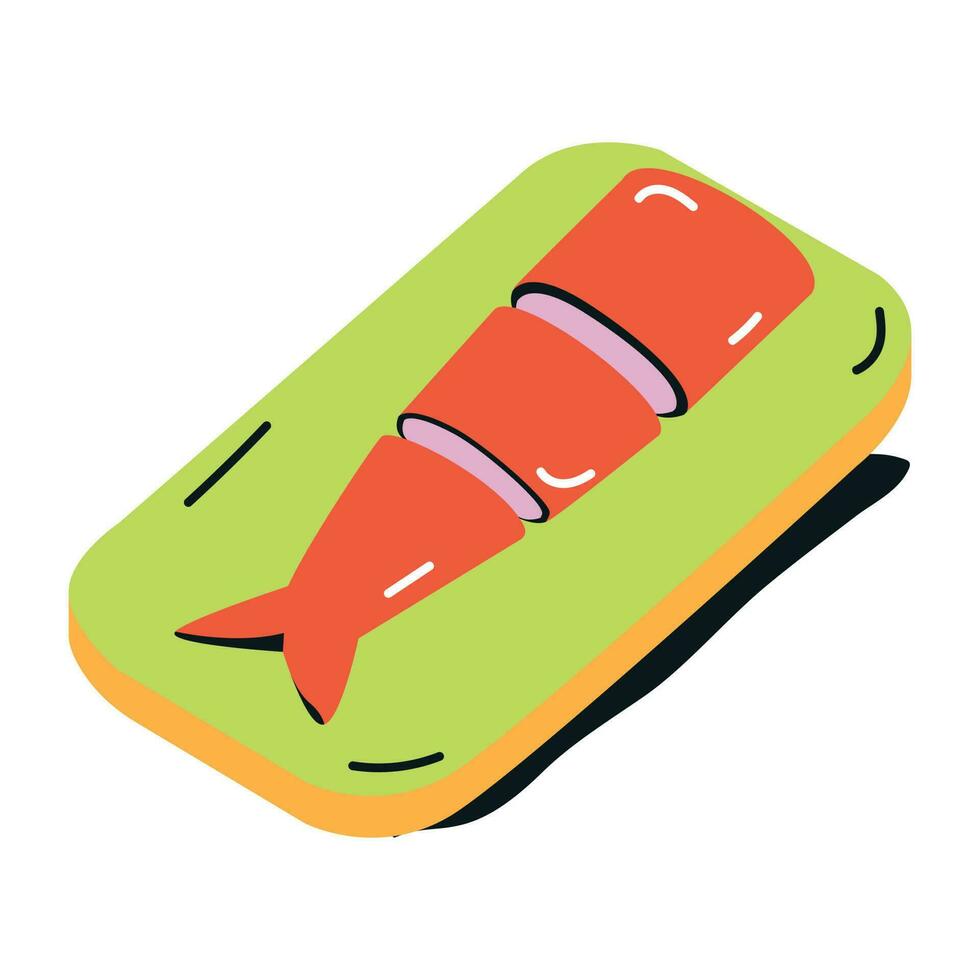 Fish cutting flat icon vector