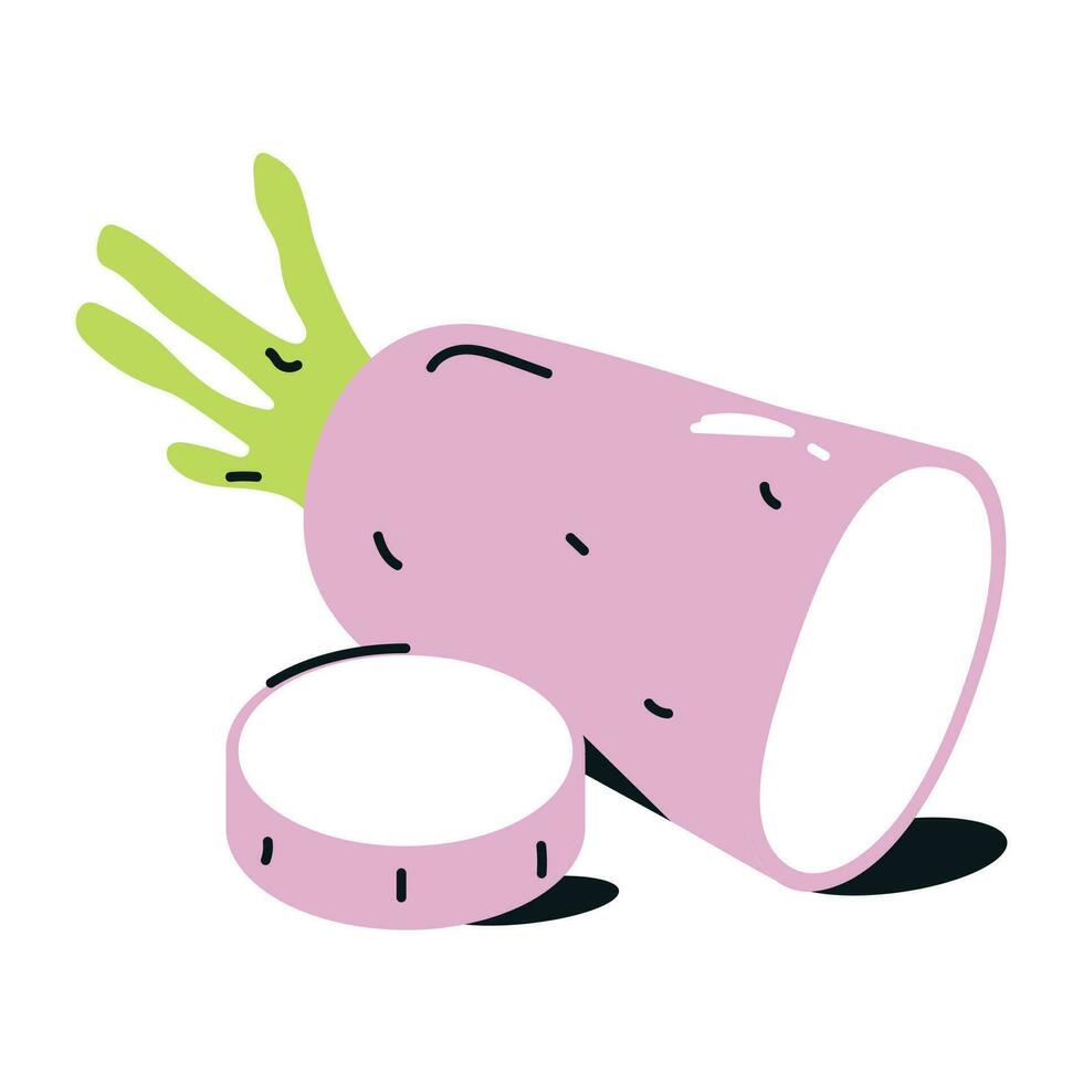 Get your hands on radish flat icon vector