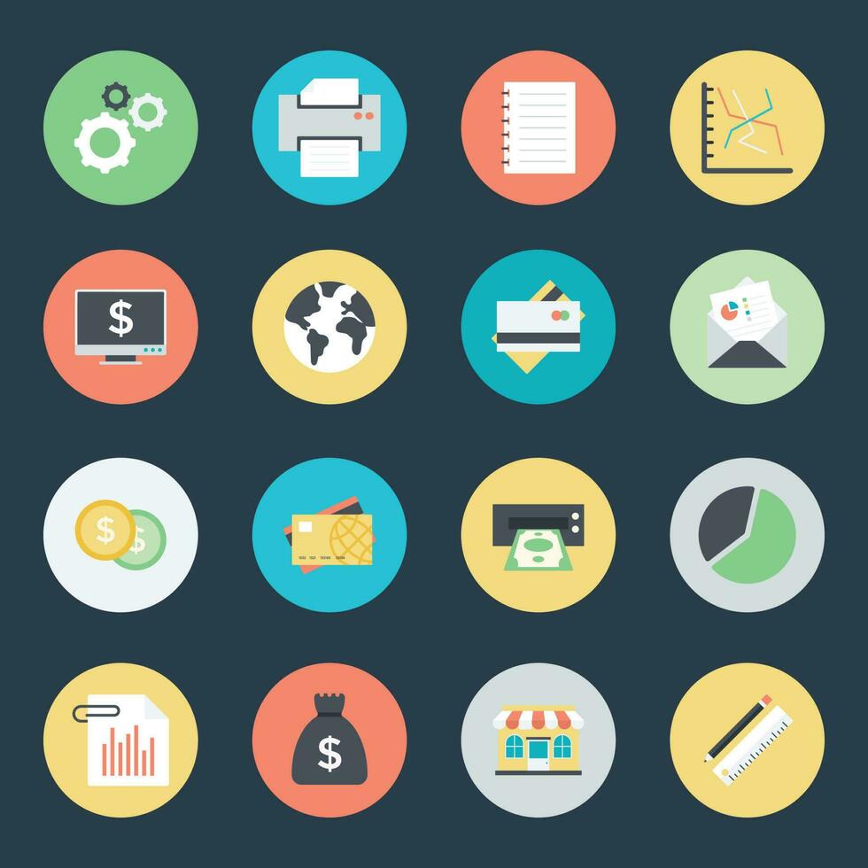 Collection of Business Services Flat Icons vector