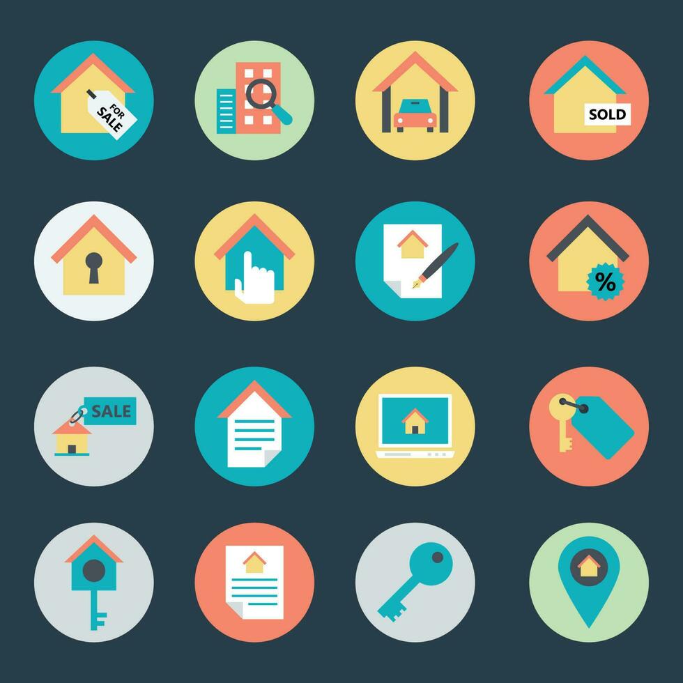 Pack of Property Services Flat Icons vector