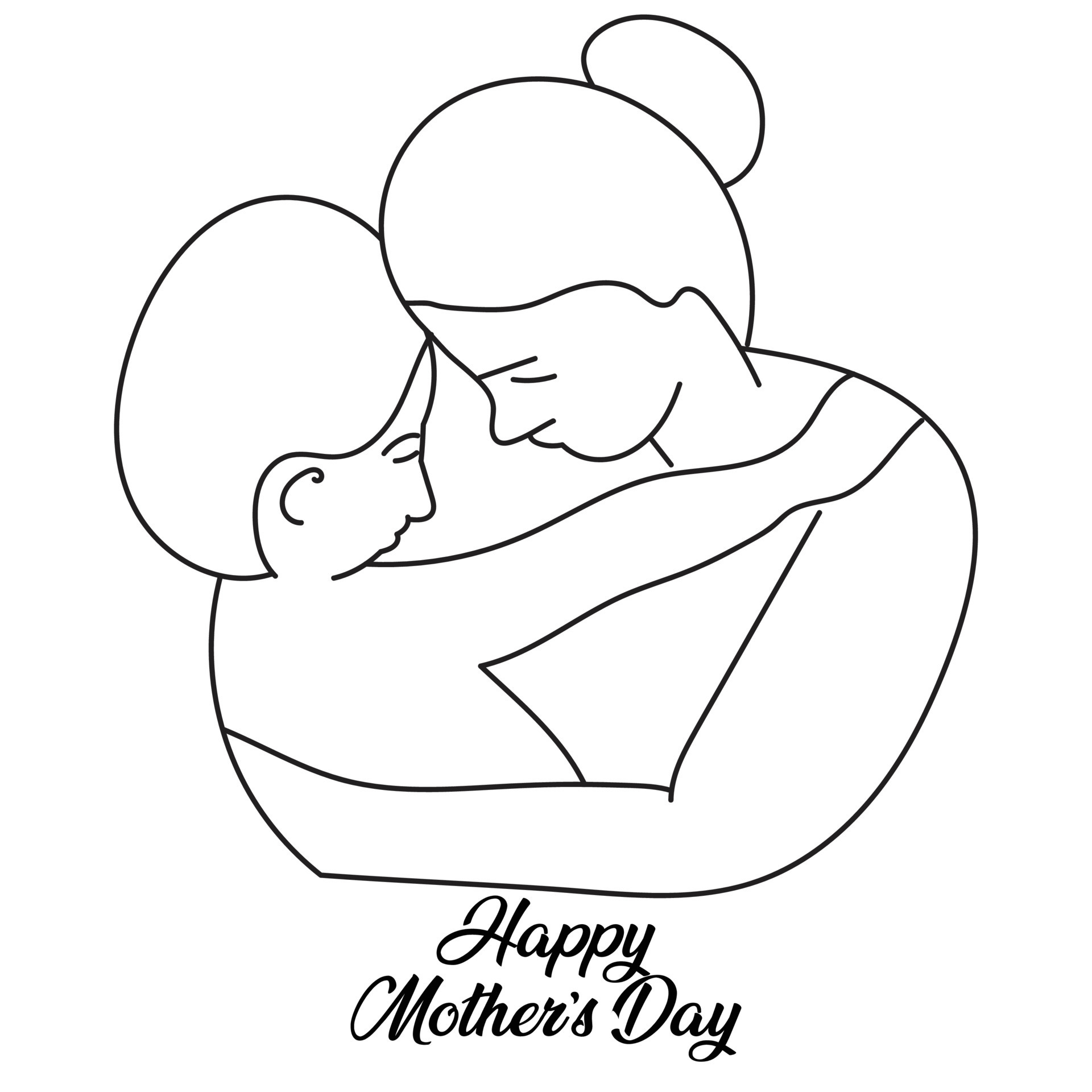 Mother and baby silhouette sketch in black lines Vector Image-tmf.edu.vn