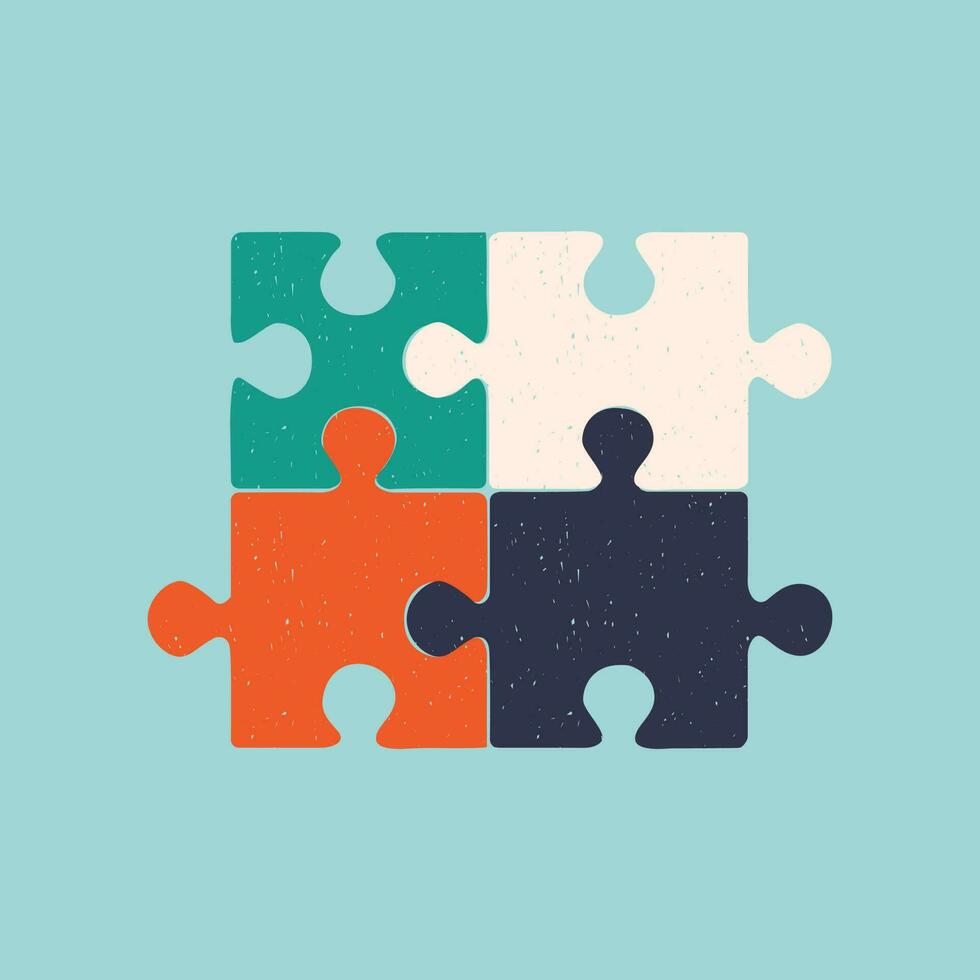 Hand drawn puzzle pieces. Vector isolated illustration for design.