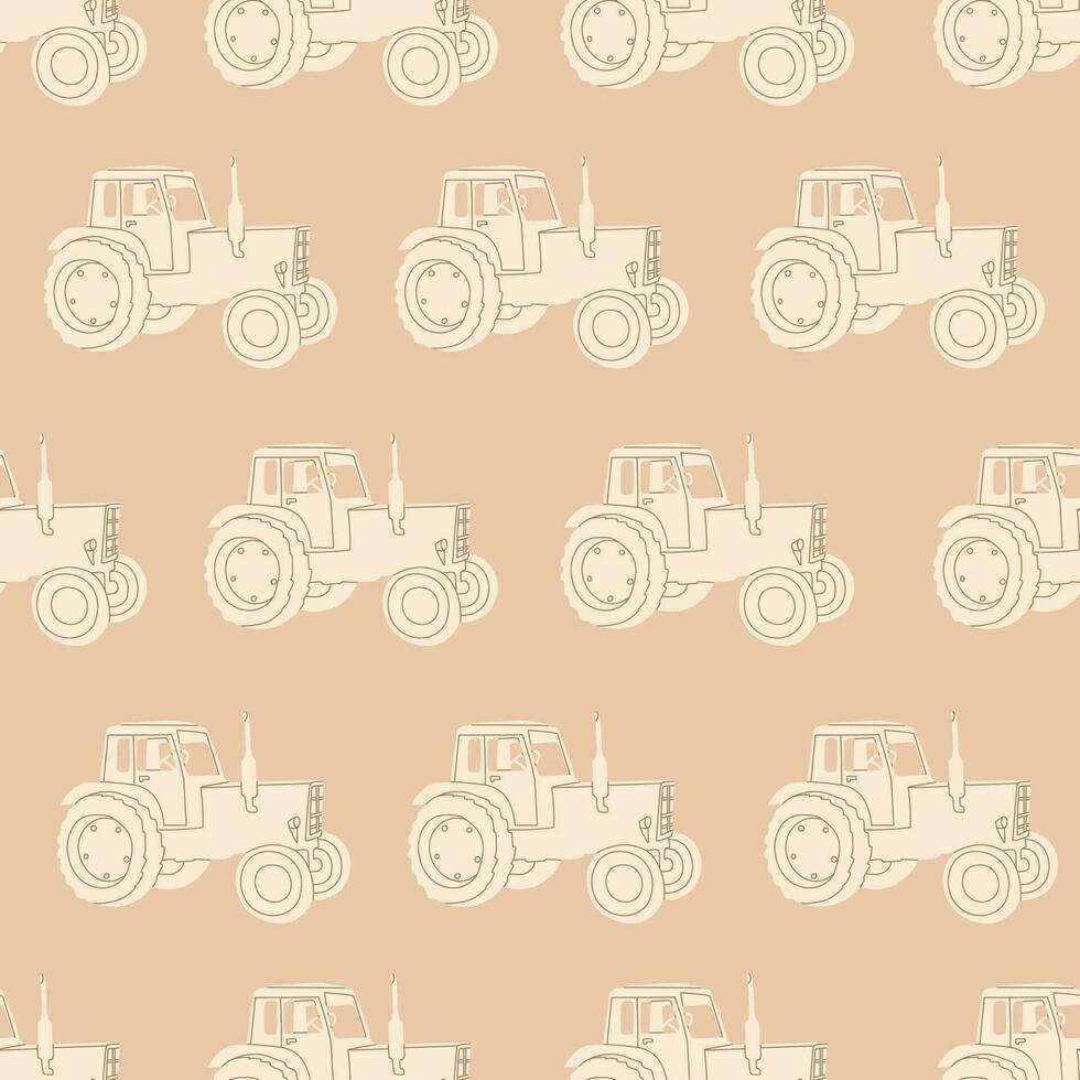 vector sin costura agrícola modelo. repitiendo tractor en un beige antecedentes.