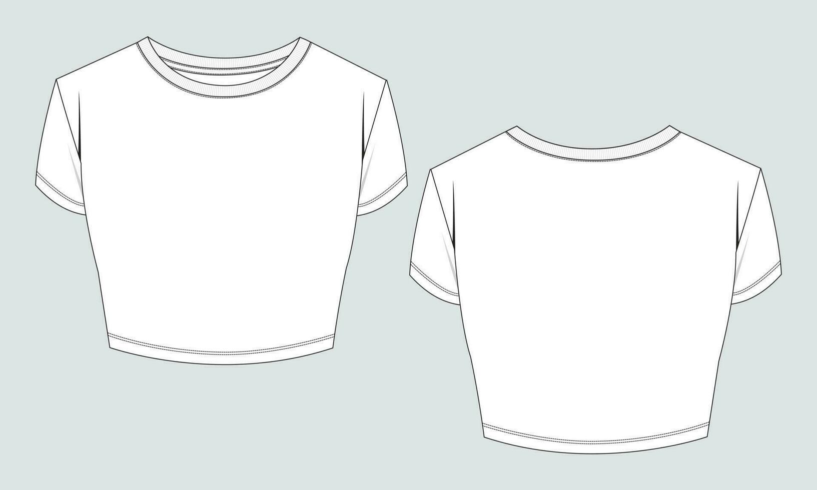 corto manga t camisa tapas blusa técnico dibujo Moda plano bosquejo vector ilustración modelo para señoras aislado en gris antecedentes