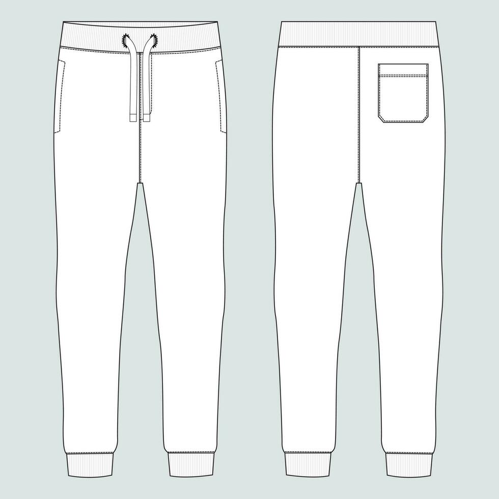 Fleece fabric Jogger Sweatpants overall technical fashion flat sketch ...