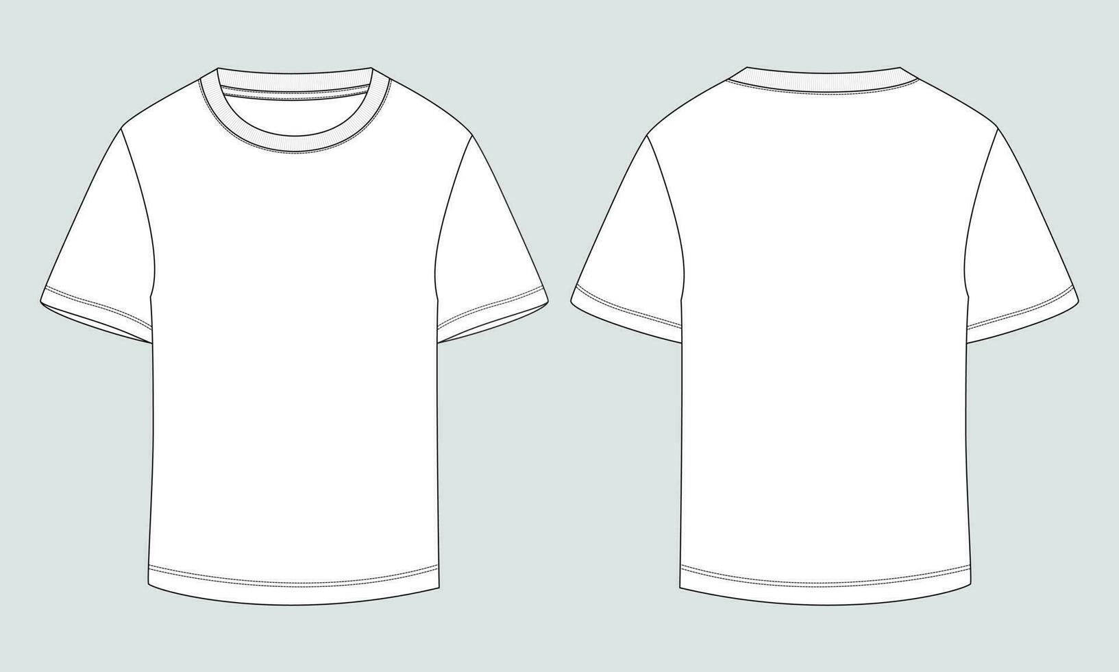 corto manga t camisa técnico dibujo Moda plano bosquejo vector ilustración modelo frente y espalda puntos de vista