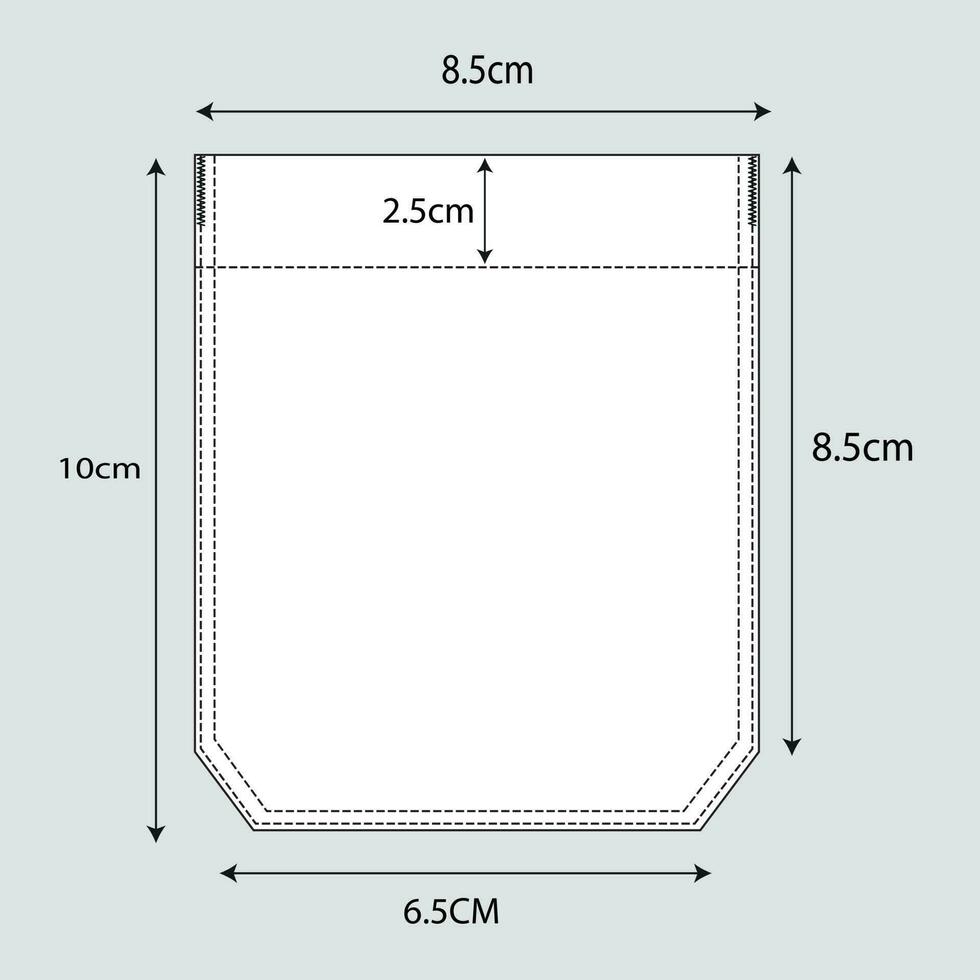 prendas de vestir bolsillo técnico dibujo plano bosquejo vector ilustración con medición detalles aislado en gris antecedentes