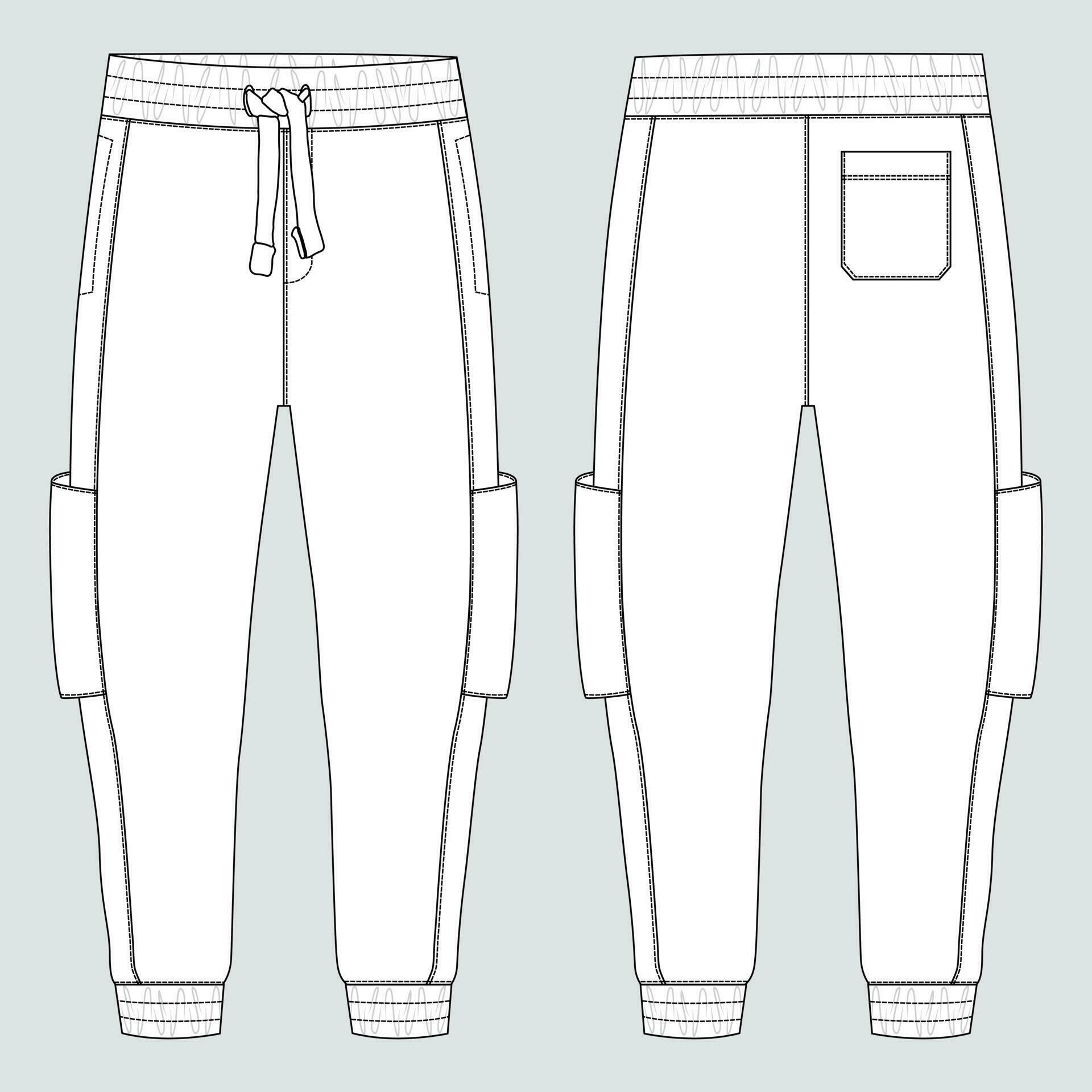 Fleece fabric Jogger Sweatpants overall technical fashion flat sketch ...