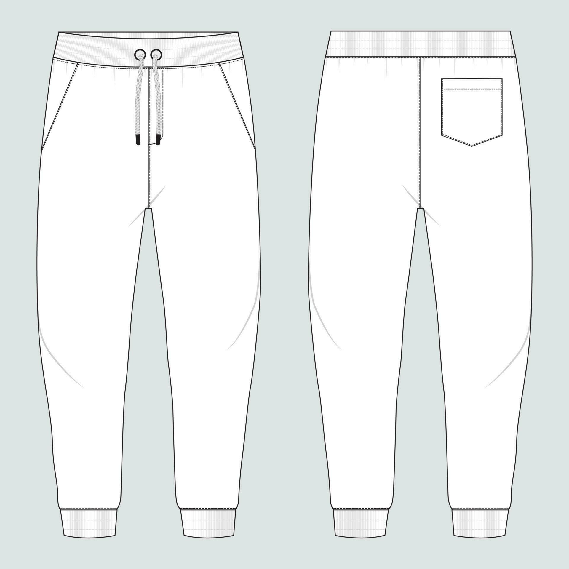 Fleece fabric Jogger Sweatpants overall technical fashion flat sketch ...