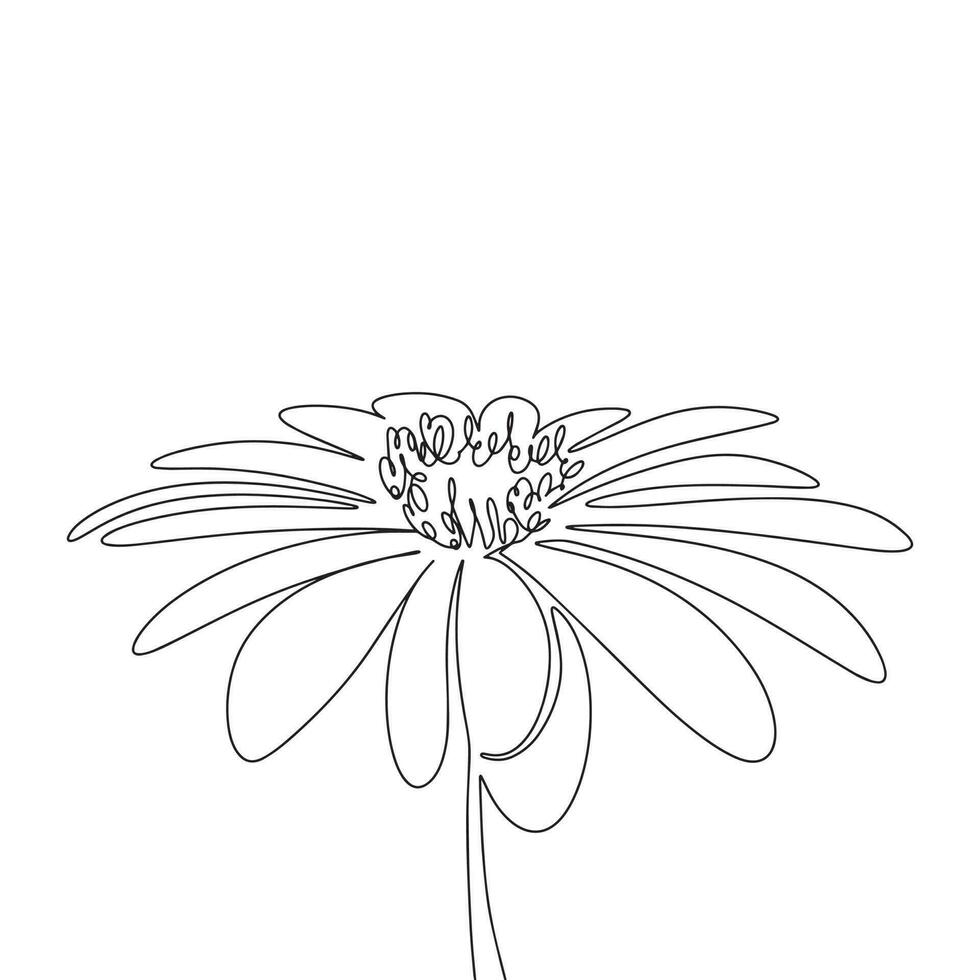 Beautiful flower isolated on white background. Line art blossom flower. One line continuous abstract flower. Outline vector illustration.