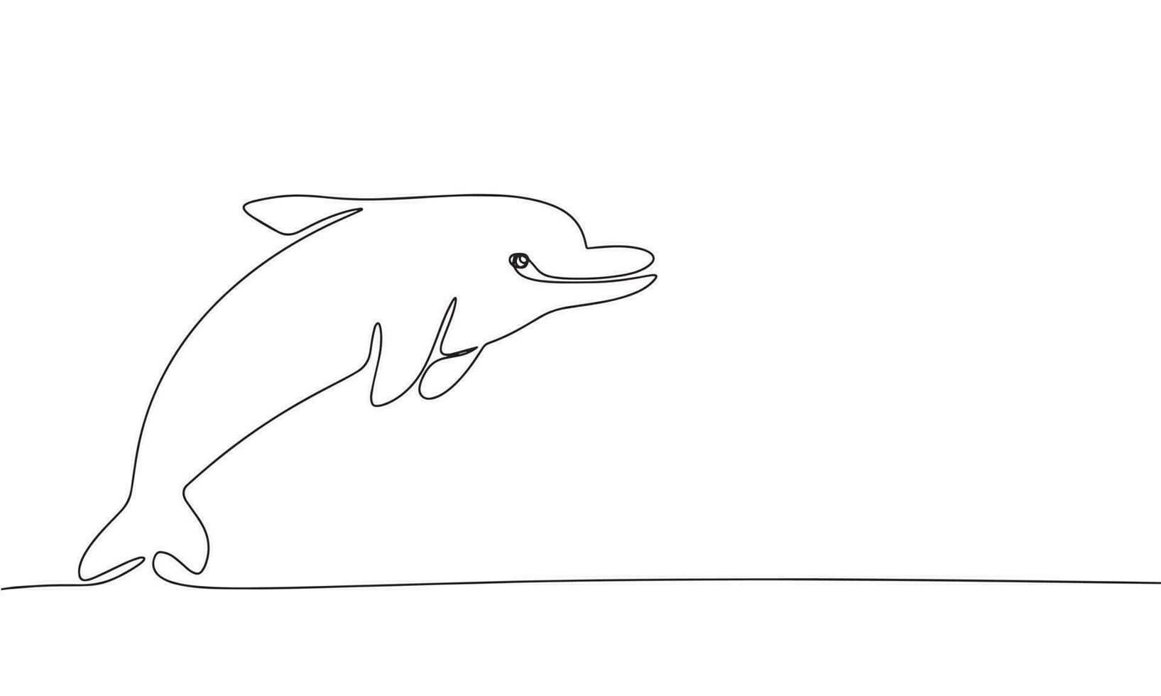 Hand drawn minimal dolphin. One line continuous dolphin. Line art dolphin. Outline vector illustration.
