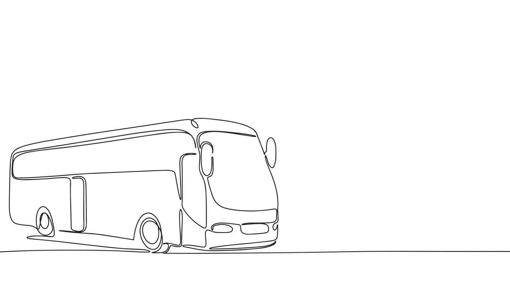 Bus isolated on white background. One line continuous travel concept. Bus outline line art vector illustration.