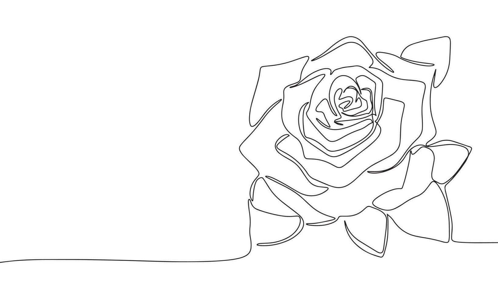 Rosa flor como uno línea dibujo bandera. continuo mano dibujado minimalista minimalismo diseño aislado en blanco antecedentes vector ilustración.