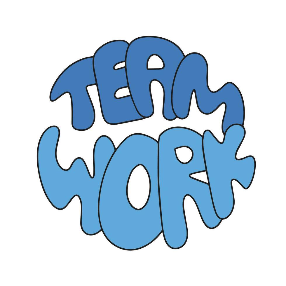 Lettering team work as bubble. Hand drawn phrases and quotes about work, office, team, motivation, support and goals. Perfect for social media, web, typographic design. Vector illustration.