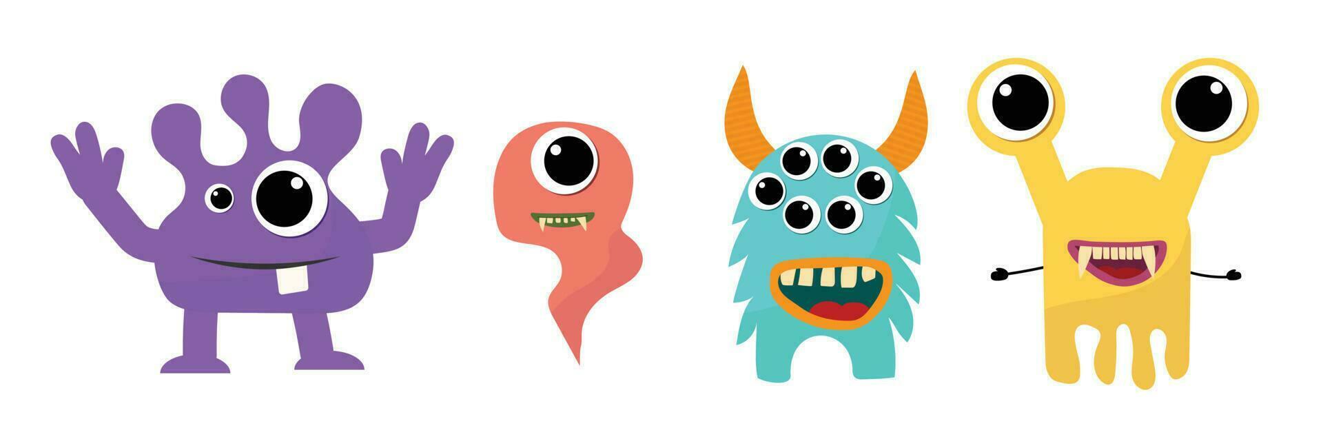 dibujos animados monstruo recopilación. loco linda monstruos diferente cómic personaje. conjunto gracioso extraterrestre o bacterias o caries vistoso vector aislado ilustración.